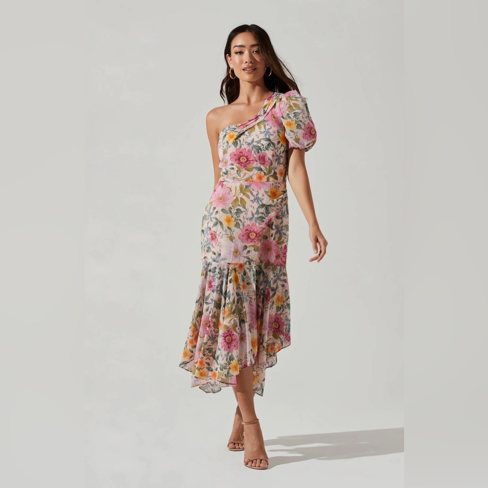 ASTR the label Santorini One Shoulder Midi Dress